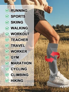 [Compression Socks] 3 Pairs Sports Compression Socks | Running Long Calf Men's And Women's Couple Student Socks - Best Support For Running Bike Flight - Multicolor - View 6