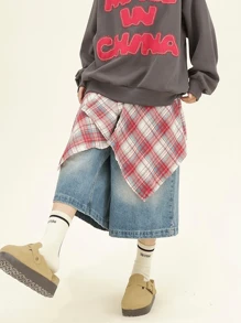 1pc Women Plaid Skirt With Layered Ruffle Hem, One-Piece Shirt Hem Dress For Overlaying Streetwear, Versatile Design Suitable For Dance Practice, Performance, Gymnastics, Beach Activities - Multicolor - View 2