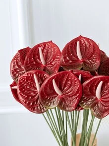 1 CÁI/3 CÁI/5 CÁI Hoa Loa Kèn Anthurium Nhân Tạo (Màu Đỏ) Dùng Cho Đám Cưới, Văn Phòng, Tiệc Khách Sạn, Trang Trí Bàn Nhà - Màu Đỏ Sâu - Xem 5