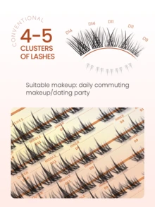 Mlen Diary 睫毛簇，132 件 C 卷 9-14 毫米独立睫毛，DIY 漫画睫毛，可重复使用的自然蓬松睫毛，在家睫毛簇、睫毛簇、独立睫毛、睫毛、假睫毛