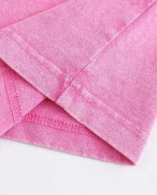 Western Cowboy Riding Printed Batik Washed T-Shirt, Simple And Versatile. - 玫紅色 - 查看 3