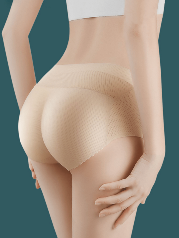 1pc Women's Padded Butt Shapewear Seamless Breathable High Waist Tummy Control Panties With Fake Booty Lift, Peach Buttock