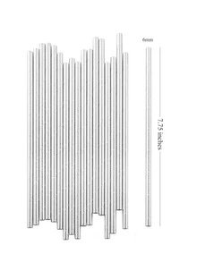 25/50pcs Metallic Silver Paper Straws, Shining Silver Paper Straws, Party Drinking Straw For Cake Pops, Birthday, Anniversary, Wedding, Holiday Celebrations, Party Decor & Supplies,School Supplies - Multicolor - View 7