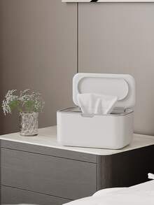 1件装灰色多功能带盖纸巾收纳盒，湿巾，面膜纸巾抽取盒，办公室，卧室，浴室，厨房和客厅收纳盒 - 彩色 - 查看 2