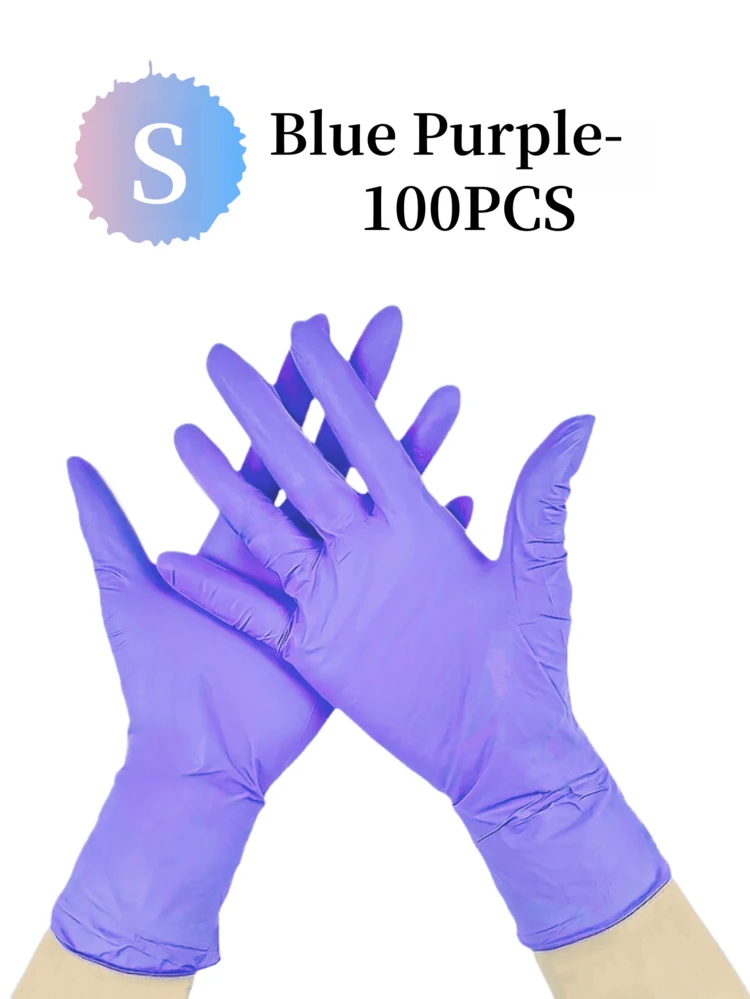 100pcs/Pack Disposable Nitrile Gloves, Blue/Purple, Powder-Free, Durable, Suitable For Household Cleaning, Kitchen, Bathroom, Cleaning, Food Handling, Tattoo, Beauty, Hair Dye, Pets, Salons, Available In Black, White, Pink, Blue, Green, Clear Disposable Gloves (Bagged) - Dark Purple - View 22