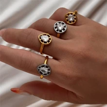 1pc 18K Gold Plated Stainless Steel Shiny Zirconia Sun-Shaped Single Ring, Suitable For Women's Daily And Wedding Wear, Gift