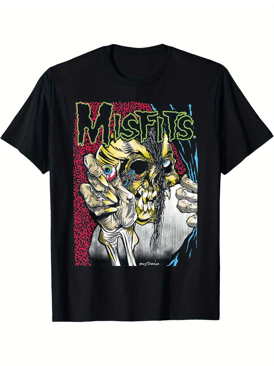 Misfits – Die Die Artwork T-Shirt Cotton Fun Design DIYMen's Soft Breathable Comfortable Casual Sports Halloween And Christmas Gifts - 黑色 - 查看 1