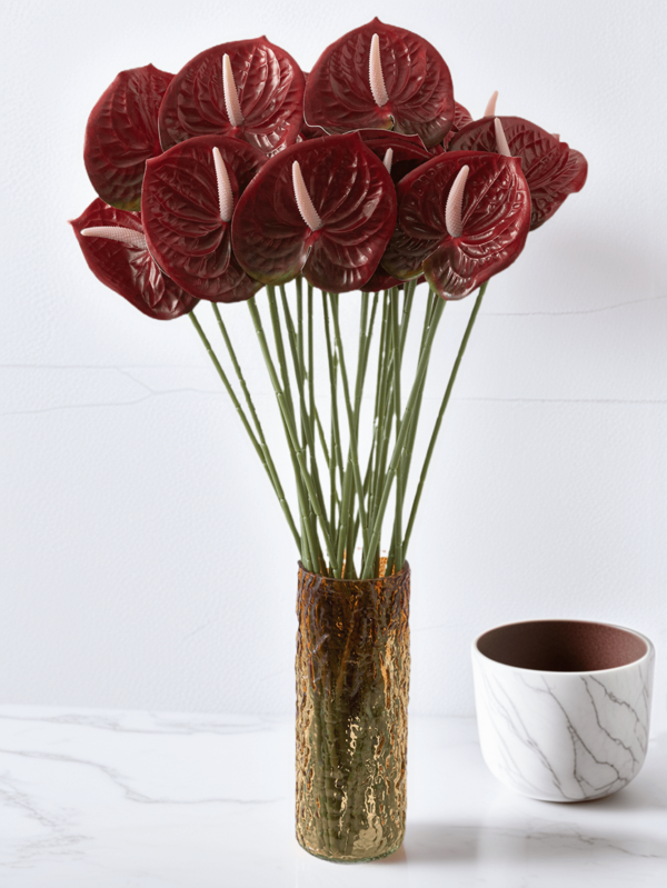 1PC/3PCS/5PCS Artificial Anthurium Lily Flowers( Red) For Wedding Office Party Hotel Home Table Ornament Decor