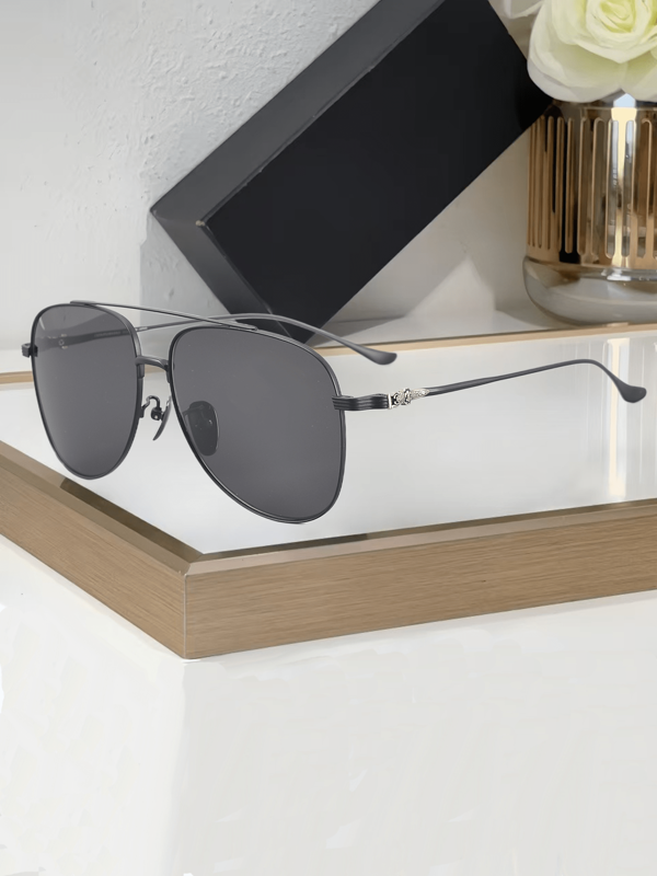 CHARMLIBRARY 2025 New Arrival Pure Titanium Fashion Glasses, Unisex Vintage Double Bridge Wide Face Fashion Punk Retro Fashion Glasses, Beach Resort Casual Eyewear, Decoration Glasses
