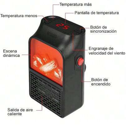 1 Pieza Calentador Eléctrico Portátil 1000W, Temporizador y Control de Temperatura, Calefactor Seguro para Invierno en Hogar u Oficina