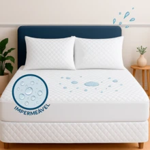 Waterproof Box Spring Cover Protector Kit With 4 Layers Of Protection + Waterproof Pillow Protector - Various Sizes - trắng - Xem 1