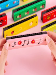 16-Hole Double Row Harmonica, Metal Painted, Steel Construction, Musical Instrument Toy Gift For Christmas, New Year, Students