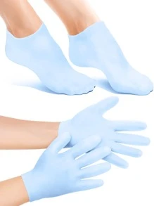 1Pair Blue Moisturizing Hand Gloves, For Dry Cracked Skin Softening Exfoliating Feet Hand Care Tools, Soft Silicone Gel, Skin Repairing, Reusable, Suitable For Hand Care, Beige/Pink,Hand Care,Gift,Care Tools, Soft Silicone Gloves, Gel Spa Moisturizing Gloves, Aloe Vera Lotion Gloves For Repairing Dry, One Size Fits All, Ideal For Home Hydration, Moisturizing Hand Gloves,Gift For My Mother,Mother's Day,Travel Accessories