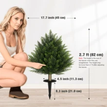 2026 New 2FT Artificial Cedar Topiary Tree With Garden Garden Spikes – UV Resistant Faux Cypress Shrub For Outdoor Garden, Porch, Patio 2 Packs Realistic Decorative Plant For Home & Holiday  (Style C 2 Pack) - Style C 2Pack - 查看 3