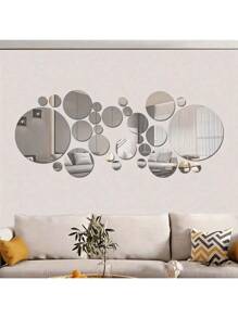 32pcs Premium Acrylic Circular Mirror Wall Stickers - 3D Decoration Home Decor Back To School Room Decor School Supplies