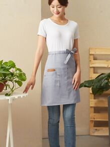 1 pieza Delantal de cintura con bolsillos, delantal medio para mesero/a de restaurante, delantal para camarero/a hombre y mujer