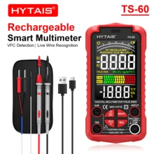 Multimètre intelligent HYTAIS TS-60, 6000 mesures, rechargeable Type-C, écran couleur, mesure de la tension et du courant continu et alternatif, VFC, résistance, capacité, température, Hz, détection de fil sous tension - Rouge - Voir 9