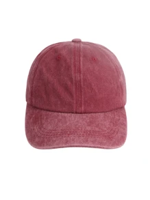 1pc Women's Solid Color Distressed Washed Daily Wear Retro Baseball Cap