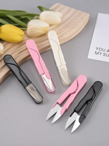 1pc Pink Portable Scissors | Embroidery Scissors | U-Shaped Sewing Scissors | Sewing | Valentine's Day Gift - Multicolor - View 2