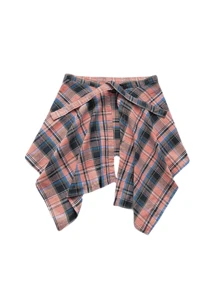 1pc Women Plaid Skirt With Layered Ruffle Hem, One-Piece Shirt Hem Dress For Overlaying Streetwear, Versatile Design Suitable For Dance Practice, Performance, Gymnastics, Beach Activities - Multicolor - View 11