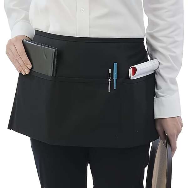 1/2/6/12pcs Chef Aprons, Professional Work Aprons With 3 Pockets, Adjustable Aprons Suitable For Male/Female, Service, Kitchen Cooking Baking Gardening Restaurant BBQ Cafe