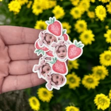 Custom Strawberry Photo Confetti, Personalized Party Straws, 1st Birthday Strawberry Patch Decor, Customizable Face Cupcake Toppers, Back To School - Multicolor - View 6