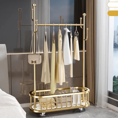 Weiß und Gold,Kleiderständer Stabil Schwerlast Kleiderständer Auf Rollen Kleiderwagen Mobiler