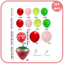 117pcs Strawberry Balloon Arch Kit- Pink And Red Size Strawberry Foil Balloons Garland Kit For First Theme BabyShower Shortcake Birthday Party Decorations