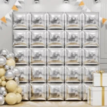 Kit Of 10 Square Metallic Balloons 45cm Gold And Silver For Party Panel, Birthday And Elegant Decoration - Dourado và Prata - Xem 2