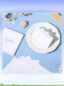 20pcs Pink & Blue Bowknot Place Cards, Elegant Matte White Background, Blank Name Cards Suitable For Weddings, Birthdays, Parties, Events, Table Decor, Guest Seating Indicators, Modern Chic Design For Floral Cards & Greetings