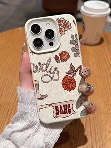 1pc Minimalist Cute Floral Graphic Design Waterproof Shockproof Anti-Slip Soft Phone Case Cover Compatible With Apple & Phones - Multicolor - View 1