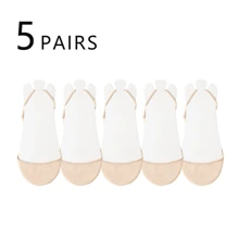 5 Pairs Women's Summer Thin Non-Slip Silicone Heel Invisible Socks, Minimalist Style Versatile For Daily Wear