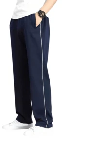 Men's Tactel Sports Pants, Plain, Reinforced Stitching - Navy Blue - View 1