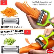 1/2pcs Potato Apple Vegetable Peeler, I-Type And Y-Type Peeler For Fruits And Vegetables Potatoes Carrots Cucumbers, 3-In-1 Blade Rotating Design With Shredding Function - Multicolor - View 3