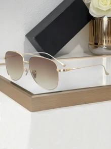 CHARMLIBRARY 2025 New Arrival Pure Titanium Fashion Glasses, Unisex Vintage Double Bridge Wide Face Fashion Punk Retro Fashion Glasses, Beach Resort Casual Eyewear, Decoration Glasses