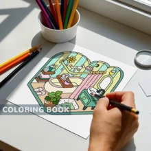 Adult And Teen Hygge Style Coloring Book, Relaxing Bold Simple Designs With Cozy Corners (Bold Simple Coloring Series) - Pink - View 5