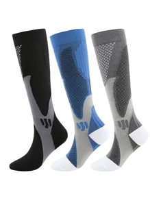 3 Pairs Compression Socks For Men And Women High Stretch Outdoor Sport Leg Support Stockings, Running, Athletic, Nursing S-XXL