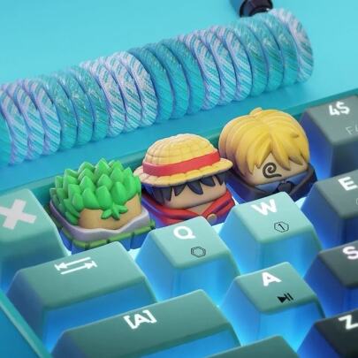 ONE PIECE Recambio de tapas de teclado mecánico con diseño estereoscópico 3D de los personajes Roronoa Zoro y Monkey D. Sanji, un regalo creativo de estilo de dibujos animados
