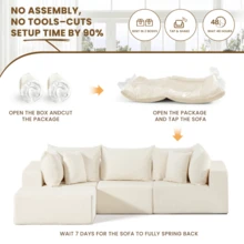 104" Modular Sectional Sofa, Modern L Shaped Cloud Couch With Deep Seats & Chaise &4 Seater Couch -  DIY Combination Sectional Couches, Ideal Couches For Living Room Bedroom - Màu be - Xem 5