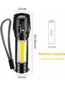 Rechargeable Tactical Lamp 2000l Side Flashlight - Black - View 4