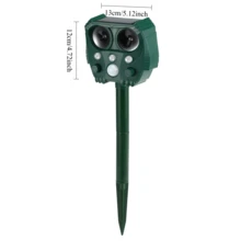 Solar Powered Animal Repeller, Solar Powered Ultrasonic Animal Repeller, Effectively Repels Dogs/Cats/Birds, Suitable For Areas With Difficult Power Supply Such As Farms, Gardens, Lawns, Nurseries, Estates And Orchards. Made Of Waterproof Materials, Sealed Design Allows It To Work In Most Weather Conditions, Waterproof, Windproof, UV-Resistant, Anti-Rust. 5 Adjustable Modes.