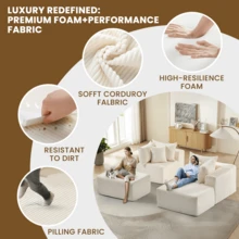 104" Modular Sectional Sofa, Modern L Shaped Cloud Couch With Deep Seats & Chaise &4 Seater Couch -  DIY Combination Sectional Couches, Ideal Couches For Living Room Bedroom - Màu be - Xem 6