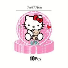 Sanrio 41 件/套粉色 Hello Kitty 主题派对套装，一次性派对用品装饰包括 20 个盘子、20 张餐巾、1 张桌布、节日圣诞派对餐具套装，非常适合感恩节、万圣节、圣诞节活动和派对用品