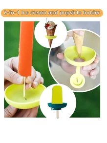 1 Pieza, Soporte de helado de silicona 2 en 1, Soporte para paletas de verano, Soporte a prueba de fugas con protección contra goteo, Molde portátil para paletas de hielo con estuche de transporte para refrigerios para llevar - Apto para lavavajillas