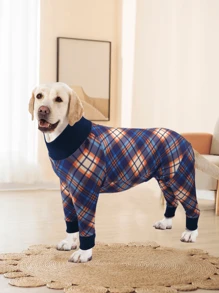1 pièce Classique Plaid Pyjamas pour chien de taille moyenne à grande, doux et extensible, vêtement d'hiver pour chiot, convient pour Labrador, Rottweiler, Beagle