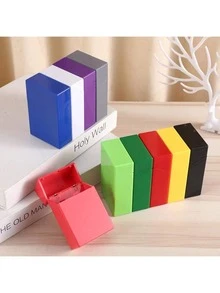 2 Peças Estojo de Cigarro de Plástico de Cor Sólida Minimalista, Unissex, Design de Abertura Automática, Porta-Cigarros Anti-Esmagamento e Anti-Umidade, Material de Plástico ABS, Acessórios para Fumar, Armazenamento de Cigarros