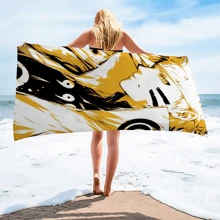 bandai A Bandai Cartoon Beach Towel Made From Water-Absorbent Polyester Material, Soft And Comfortable, Machine Washable, Suitable For Yoga, Travel, Swimming, Fitness, And Camping.