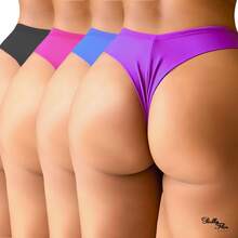 Kit Of 5 Women's Seamless Double G-String Panties With Butt Lift And Cotton Lining IMMEDIATE SHIPPING - Multicolor - Ver 2