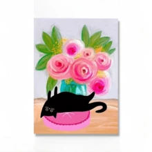 1 bức tranh vải trừu tượng nhiều màu sắc cho phòng trẻ em thời trang hoa mèo đen hồng in áp phích nghệ thuật treo tường trang trí nhà khung tùy chọn - nhiều màu - Xem 14