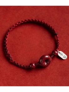 1 件吉祥结红绳手链，男女通用/情侣款，适合祈福、健康、节日、礼物、日常佩戴 - 紅色 - 查看 11